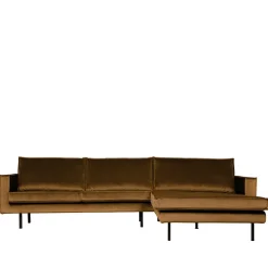 Wohnzimmer L Couch in Honigfarben Samt - Saguan Sofas