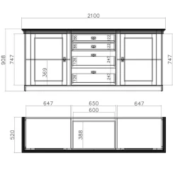 Outlet Wohnzimmer Landhausmöbel Set - Diatara (sechsteilig) Wohnwände