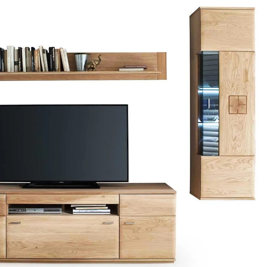 Sale Wohnzimmer Möbel Kombi Pontros in Eiche Bianco (vierteilig) Wohnwände