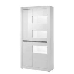 Hot Wohnzimmer Möbel Programm in Hochglanz Weiß Mextra mit Beton Dekpr (vierteilig) Wohnwände