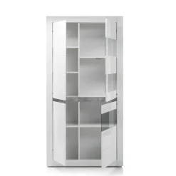 Hot Wohnzimmer Möbel Programm in Hochglanz Weiß Mextra mit Beton Dekpr (vierteilig) Wohnwände