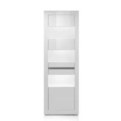 Hot Wohnzimmer Möbel Programm in Hochglanz Weiß Mextra mit Beton Dekpr (vierteilig) Wohnwände