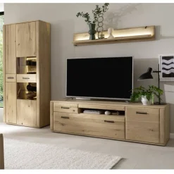 Discount Wohnzimmer Möbelset in Asteiche Hell - Jevedaz (dreiteilig) Wohnwände