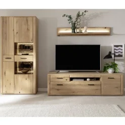Discount Wohnzimmer Möbelset in Asteiche Hell - Jevedaz (dreiteilig) Wohnwände