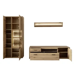 Discount Wohnzimmer Möbelset in Asteiche Hell - Jevedaz (dreiteilig) Wohnwände