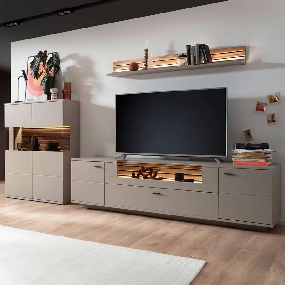 Sale Wohnzimmer Möbelset in Grau - Teorina (dreiteilig) Wohnwände