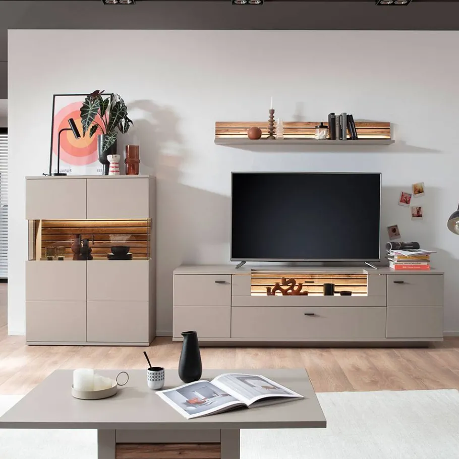 Sale Wohnzimmer Möbelset in Grau - Teorina (dreiteilig) Wohnwände