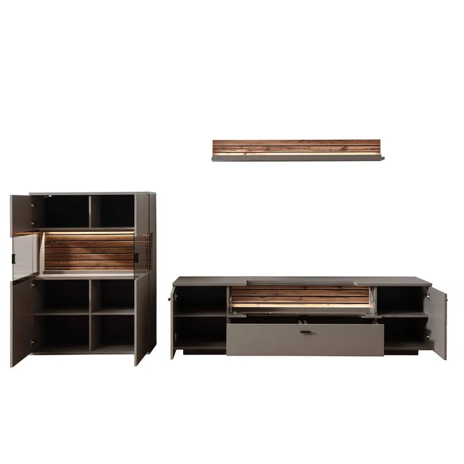 Sale Wohnzimmer Möbelset in Grau - Teorina (dreiteilig) Wohnwände