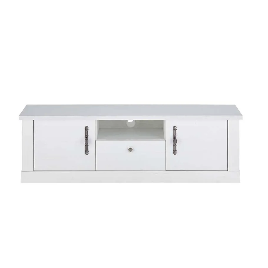 Discount Wohnzimmer Möbelset in weißer Holzoptik Pinie - Liancos (vierteilig) Wohnwände