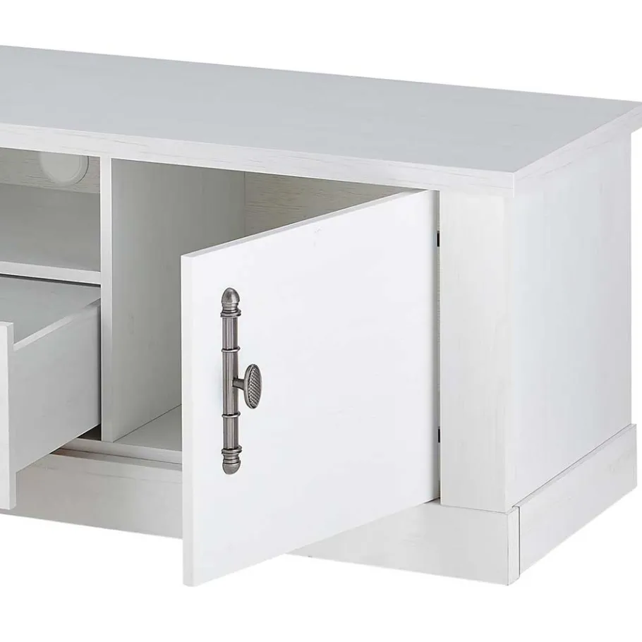 Discount Wohnzimmer Möbelset in weißer Holzoptik Pinie - Liancos (vierteilig) Wohnwände