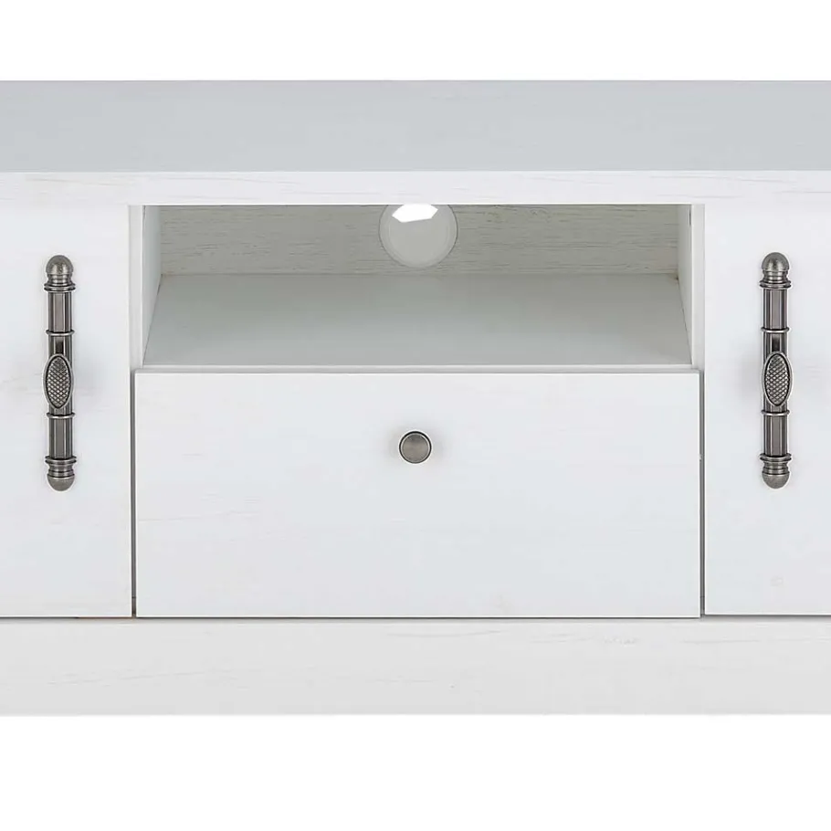 Discount Wohnzimmer Möbelset in weißer Holzoptik Pinie - Liancos (vierteilig) Wohnwände