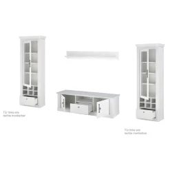 Discount Wohnzimmer Möbelset in weißer Holzoptik Pinie - Liancos (vierteilig) Wohnwände