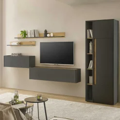 Hot Wohnzimmer Schrank Kombi in Anthrazit - Ahilav (sechsteilig) WohnwÀnde