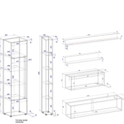 Hot Wohnzimmer Schrank Kombi in Anthrazit - Ahilav (sechsteilig) Wohnwände