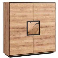 Wohnzimmer Schrank mit Hirnholz Applikation - Shipper Highboards