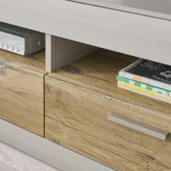 Hot Wohnzimmer Schrank Set in Hellgrau & Zinneiche - Lioscas (vierteilig) Wohnwände