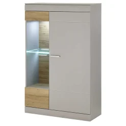 Hot Wohnzimmer Schrank Set in Hellgrau & Zinneiche - Lioscas (vierteilig) Wohnwände