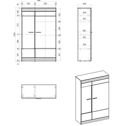 Hot Wohnzimmer Schrank Set in Hellgrau & Zinneiche - Lioscas (vierteilig) Wohnwände