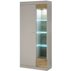 Hot Wohnzimmer Schrank Set in Hellgrau & Zinneiche - Lioscas (vierteilig) Wohnwände