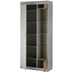 Hot Wohnzimmer Schrank Set in Hellgrau & Zinneiche - Lioscas (vierteilig) Wohnwände