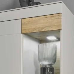 Hot Wohnzimmer Schrank Set in Hellgrau & Zinneiche - Lioscas (vierteilig) Wohnwände