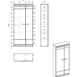 Hot Wohnzimmer Schrank Set in Hellgrau & Zinneiche - Lioscas (vierteilig) Wohnwände