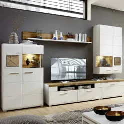 Hot Wohnzimmer Schrankwand Lisepio mit Beleuchtung (fünfteilig) Wohnwände