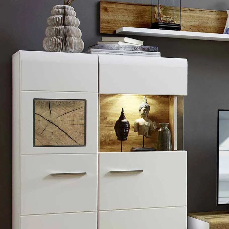 Hot Wohnzimmer Schrankwand Lisepio mit Beleuchtung (fünfteilig) Wohnwände