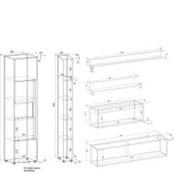 Clearance Wohnzimmer Schränke & Regale Set - Nonessia (sechsteilig) Wohnwände