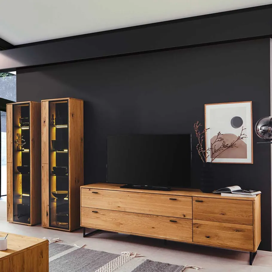 Sale Wohnzimmer Schränke aus Wildeiche & Metall - Flacona (dreiteilig) Wohnwände
