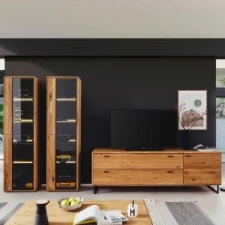 Sale Wohnzimmer Schränke aus Wildeiche & Metall - Flacona (dreiteilig) Wohnwände