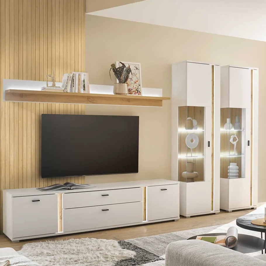 Outlet Wohnzimmer Schränke und Wandboard - Racelyn (vierteilig) Wohnwände