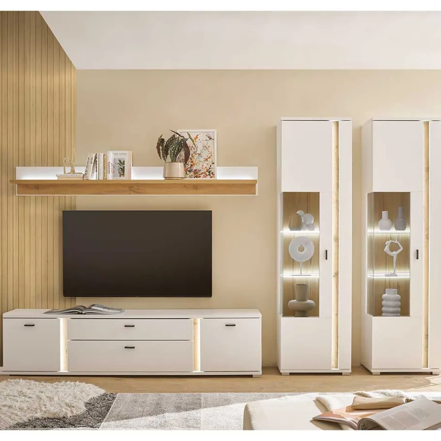 Outlet Wohnzimmer Schränke und Wandboard - Racelyn (vierteilig) Wohnwände