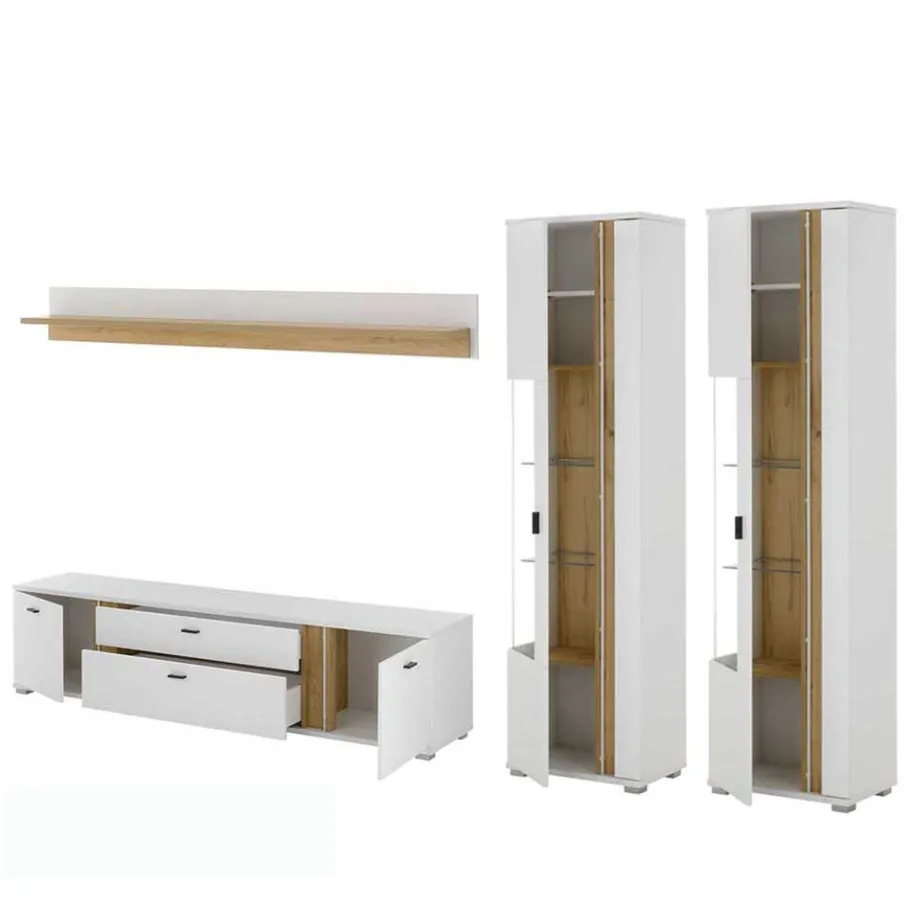 Outlet Wohnzimmer Schränke und Wandboard - Racelyn (vierteilig) Wohnwände