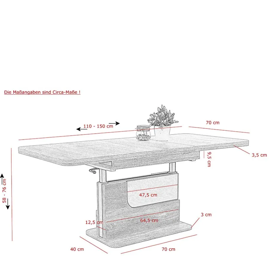 Sale Wohnzimmer Säulentisch höhenverstellbar - Karima Tische