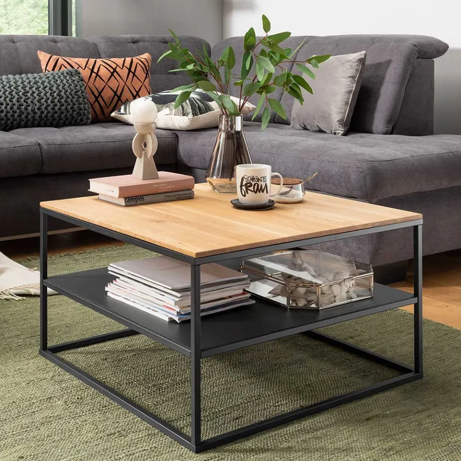 Online Wohnzimmer Tisch aus Eiche massiv & Metall - Sisam Tische