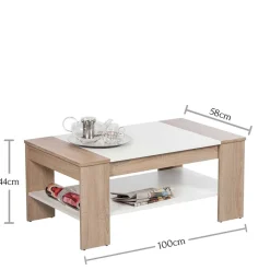 Sale Wohnzimmer Tisch in Weiß & Sonoma-Eiche - Dranico Tische