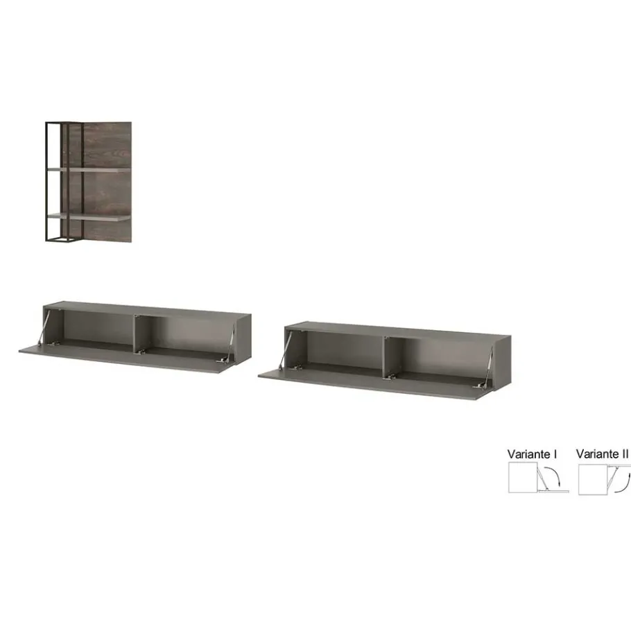 Discount Wohnzimmer TV Anbauwand hängend - Mundo (dreiteilig) Wohnwände