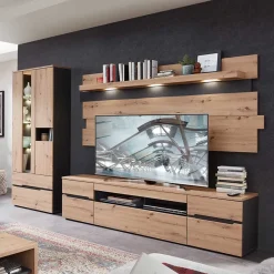 New Wohnzimmer TV Anbauwand in Wildeiche - Kuetra (dreiteilig) Wohnwände