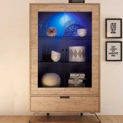 Wohnzimmer Vitrine im Eiche Dekor - Rodonda Vitrinen