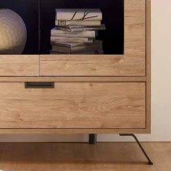 Wohnzimmer Vitrine im Eiche Dekor - Rodonda Vitrinen