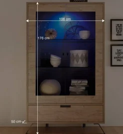 Wohnzimmer Vitrine im Eiche Dekor - Rodonda Vitrinen