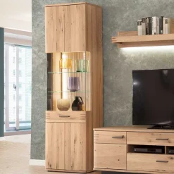 Wohnzimmer Vitrine in Eiche Bianco geölt - Crupean Vitrinen|Schränke