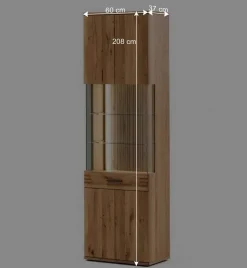 Wohnzimmer Vitrine in Eiche Bianco geölt - Crupean Vitrinen|Schränke