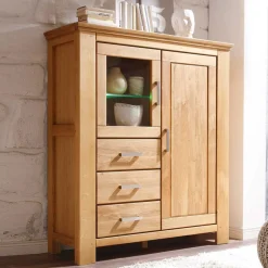 Discount Wohnzimmer Wohnwand Ladressa aus Wildeiche geölt und gewachst (vierteilig) Wohnwände