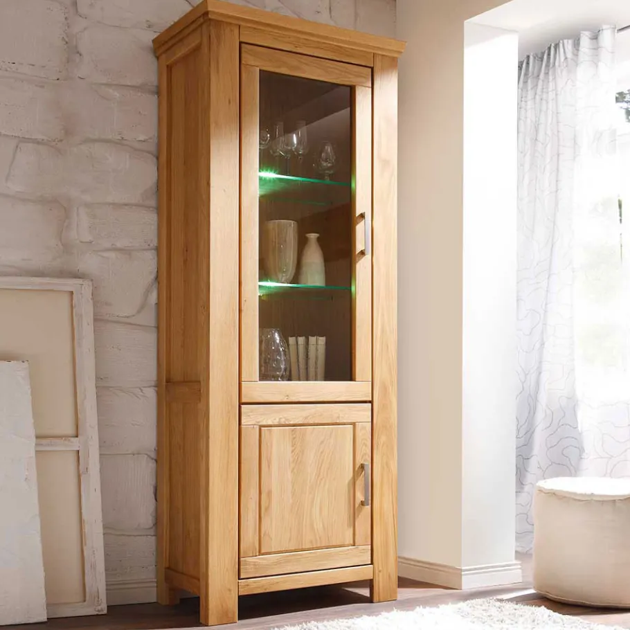 Discount Wohnzimmer Wohnwand Ladressa aus Wildeiche geölt und gewachst (vierteilig) Wohnwände