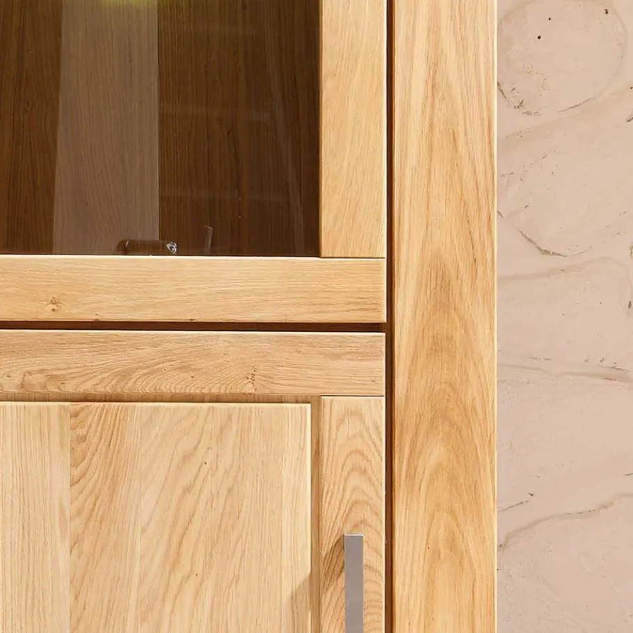 Discount Wohnzimmer Wohnwand Ladressa aus Wildeiche geölt und gewachst (vierteilig) Wohnwände