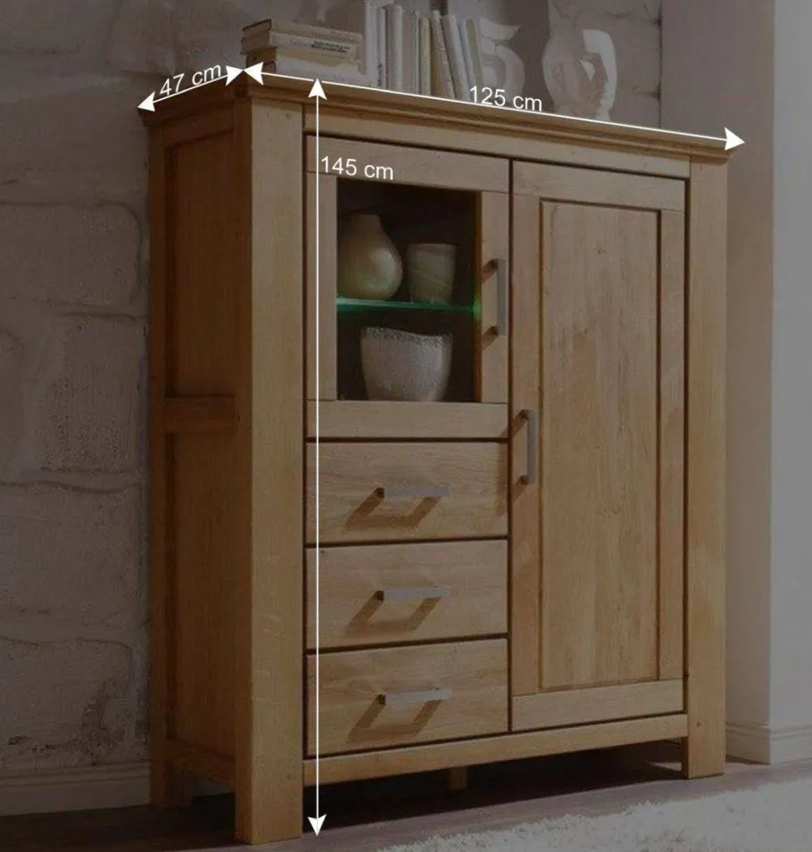 Discount Wohnzimmer Wohnwand Ladressa aus Wildeiche geölt und gewachst (vierteilig) Wohnwände