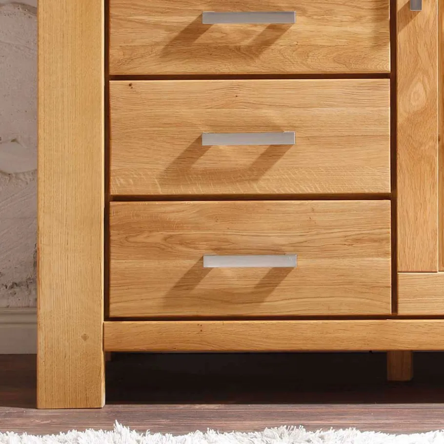 Discount Wohnzimmer Wohnwand Ladressa aus Wildeiche geölt und gewachst (vierteilig) Wohnwände