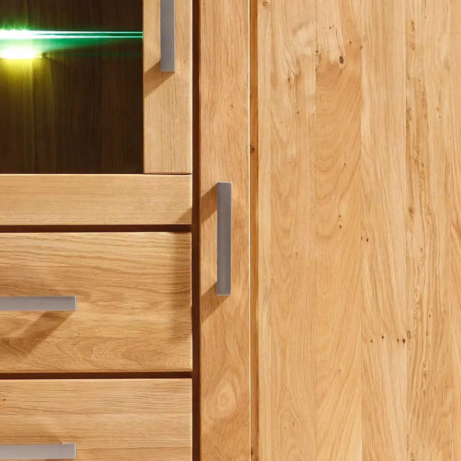 Discount Wohnzimmer Wohnwand Ladressa aus Wildeiche geölt und gewachst (vierteilig) Wohnwände